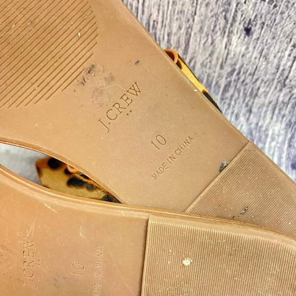 J Crew Leopard Calf Hair Easy Summer Slide Sandals Women's Size 10 shoes - Picture 9 of 10